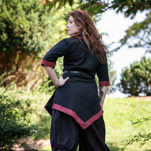 Aslaug Tunic - Black with Red Trim