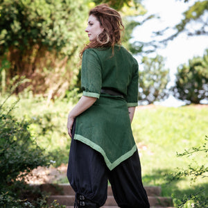 Aslaug Tunic - Green with Light Green Trim