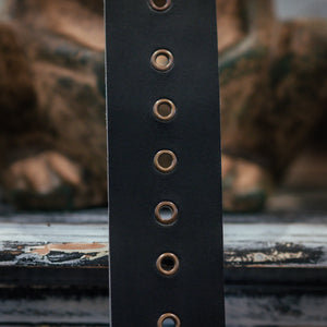 Belt Sample - Black & Brass, No Belt Buckle, 42"