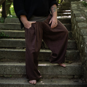 Warrior Long Pants - Brown w/ Striped Waist