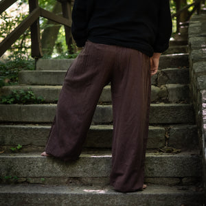 Warrior Long Pants - Brown w/ Striped Waist