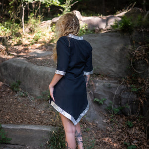 Aslaug Tunic - Black with Silver Trim