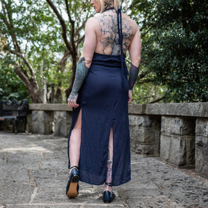 Fae Ceremonial Halter Dress - Navy Blue