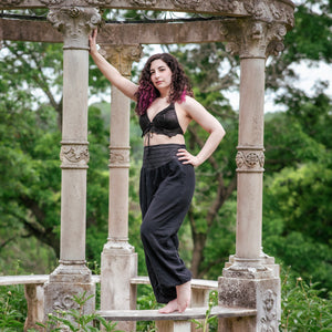 Warrior Long Pants - Black w/ Striped Waist
