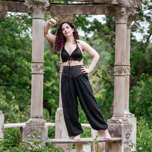 Warrior Long Pants - Black w/ Striped Waist