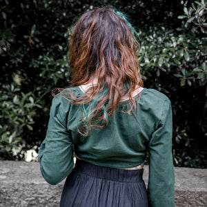 Marian Crop Blouse - Dragonseye Green