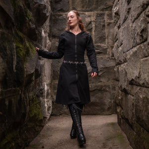 Laceback Coat - Black and Dark Purple