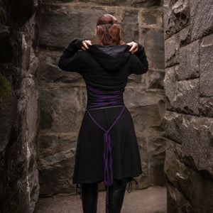 Laceback Coat - Black and Dark Purple