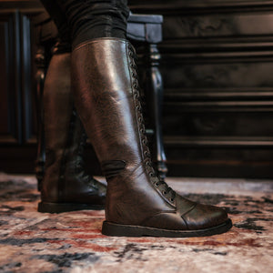 Men's Ares Knee-High Boots - Ironwood Brown, Men's Size 9 Standard, Popped Zipper