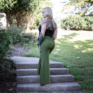 Floralace Flare Pants - Acidmoss Green