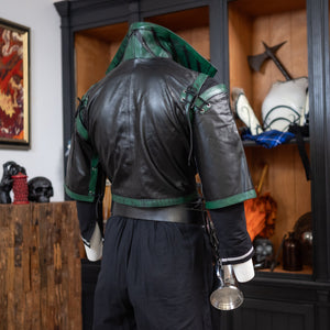 Valiant Leather Jerkin - Classic Black with Dragonseye Green