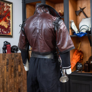 Valiant Leather Jerkin - Classic Black with Giantsblood Burgundy