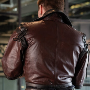 Gilet de cuir vaillant - Noir classique avec des notes de bordeaux Giantsblood